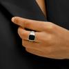 Anéis Elegantes para Pulseira de Relógio Masculina, Anel Quadrado Preto de Sinete em Aço Inoxidável para Dedo Mínimo ou Polegar para Presente de Joia para Pai para Ele