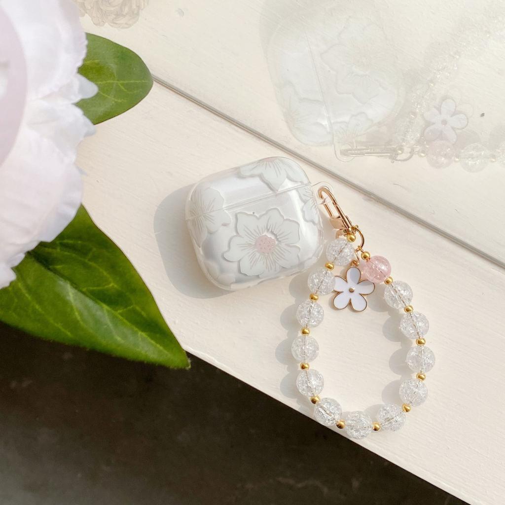 Korean Glitter Flower for AirPods 1 /1 Protective Case Pro1 Apple Bluetooth 1/1 Generation Earphone Case Hanging Chain