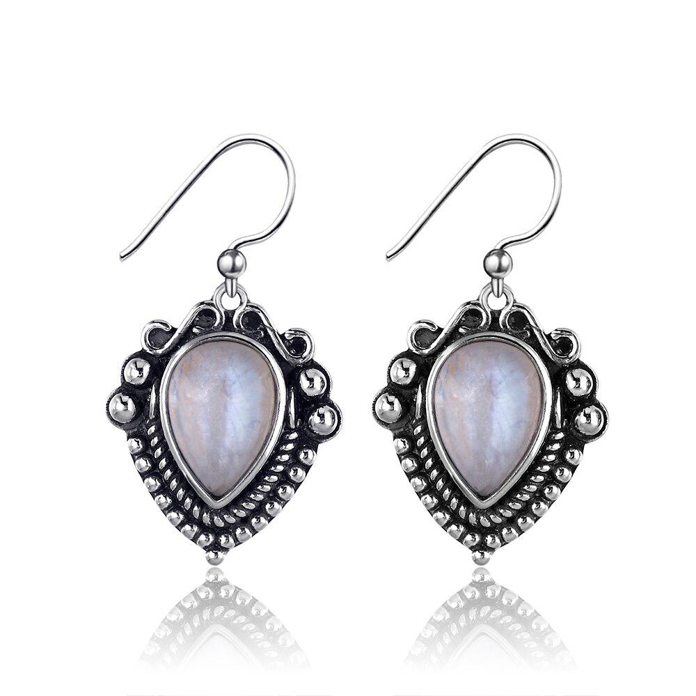 

Натуральные синие капли воды, лунный камень, женские серьги, посеребренные, винтажные украшения, подарок на вечеринку