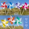 22Cm Six-Leaf Stripes Solid Color Small Plastic Hand-Held Windmills Garden Plant Flower Repellent Windmill Outdoor Decoration