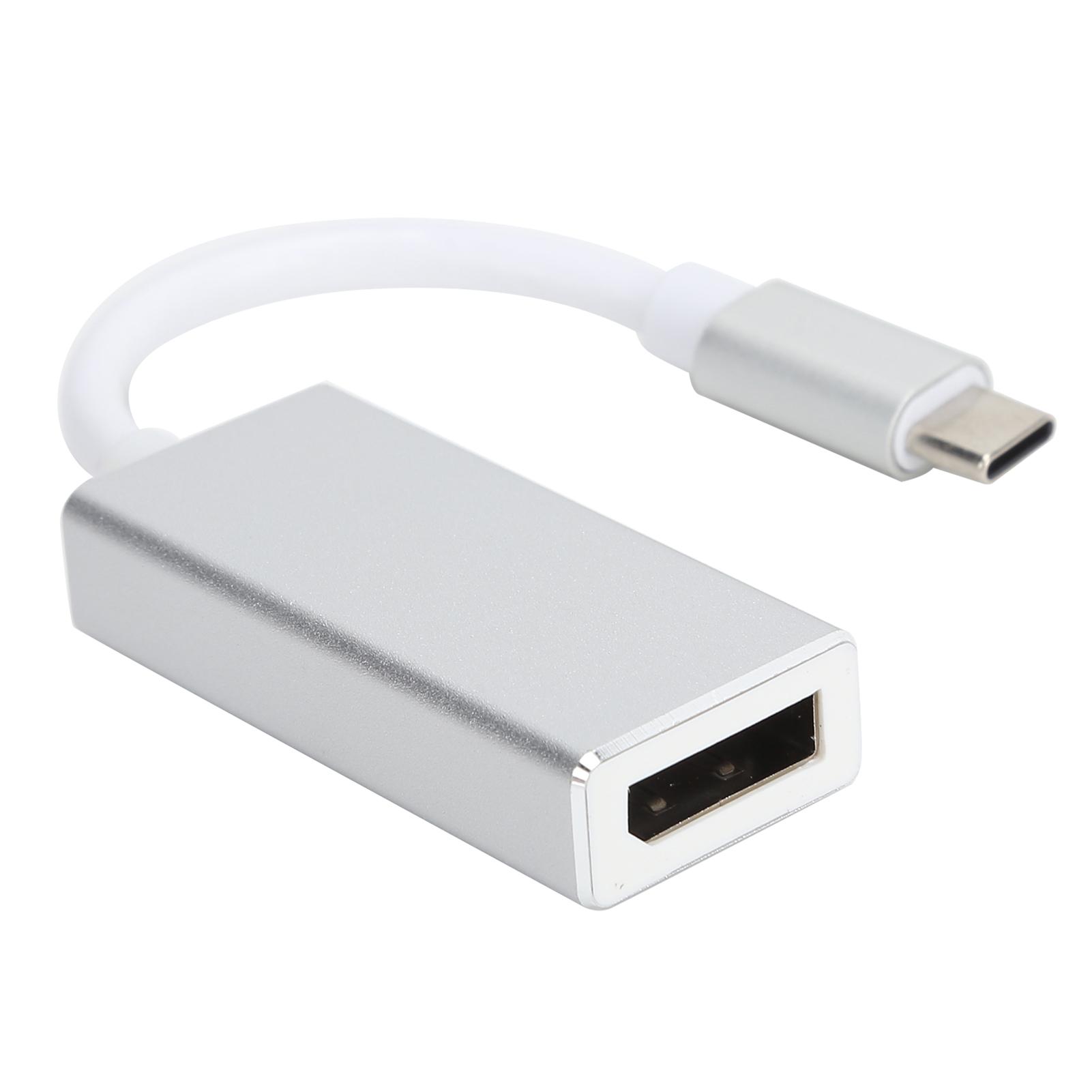 

Data Cable HD Data Transfer Cable TypeC to DP Adapter Cord USB 3.1 to DP High Definition Data Cable(Silver ) срібний