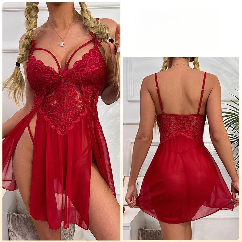 Sexy Mesh Sheer Lingerie Pajamas Lace Embroidery Cami Nightgown Women's Comfortable Loungewear 311 Breathable Feminine Sleepwear with Delicate Details