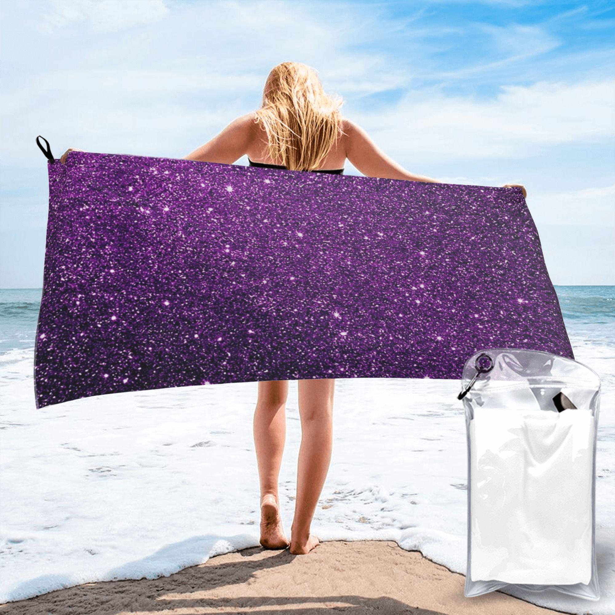 

Gradient Purple Glitter Pattern Beach Towel Soft Microfiber Quick Dry Absorbent Quick Towels For Bath W40*H60(CM)
