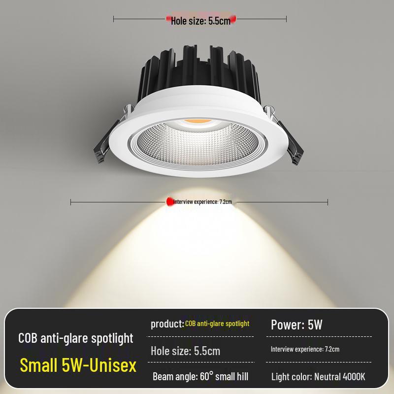 Spotlight LED Ceiling Light for Home & Store - Recessed COB Downlight 5W/7W
