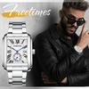 Square 3ATM Water Stainless Steel Roman Analog Quartz Casual Fashion Accessory Perfect Gift for or Boyfriend Men's Watch, Resistant, Band Numerals,