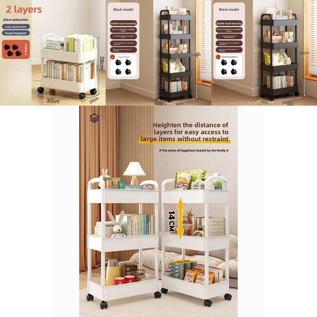 Mały wózek do przechowywania z składanymi, obrotowymi, mobilnymi półkami do organizacji kuchni i sypialni