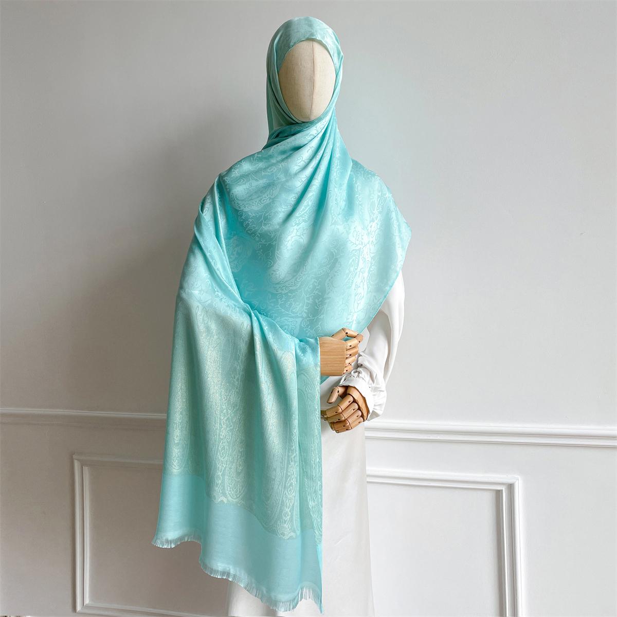 

Роскошный женский хиджаб с цветочным жаккардовым шарфом из золотой нити, мусульманский платок, Рамадан, ислам, зимний головной платок, хиджабы, тюрбан, шейный платок