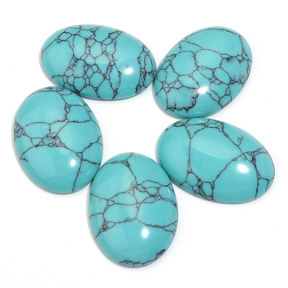 2-10 pezzi Cabochon di Turchese Blu Naturale Cabochon Ovale con Fondo Piatto Perline Sfuse Per la Realizzazione di Gioielli Anello Fai da Te Accessori per Collana