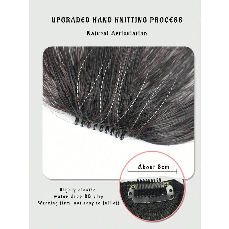 2 Stück/Set Synthetischer Mittelteil Pony Haarverlängerungen Einfacher Clip-In Stirnverlauf Pony Natürlicher Nahtloser Seitlicher Fransen Haarteil