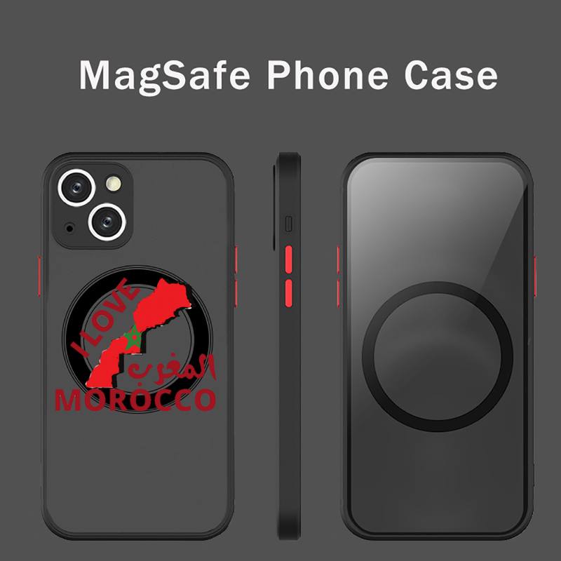 Morocco Flag Phone Case Transparent Magsafe Magnetic Magnet For iPhone 13 12 11 Pro Max Mini Wireless Charging Cover