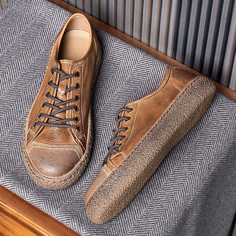 Кожаные белые туфли Повседневная мужская обувь Британские ретро кожаные туфли Мужские — фото 3