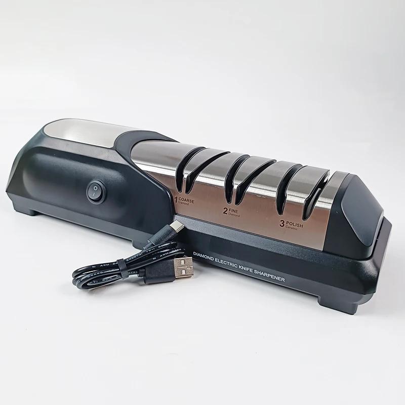 Hiamea Professional Electric Knife Sharpeners for Kitchen Knives with Diamond Abrasives and Precision Angle Guides
