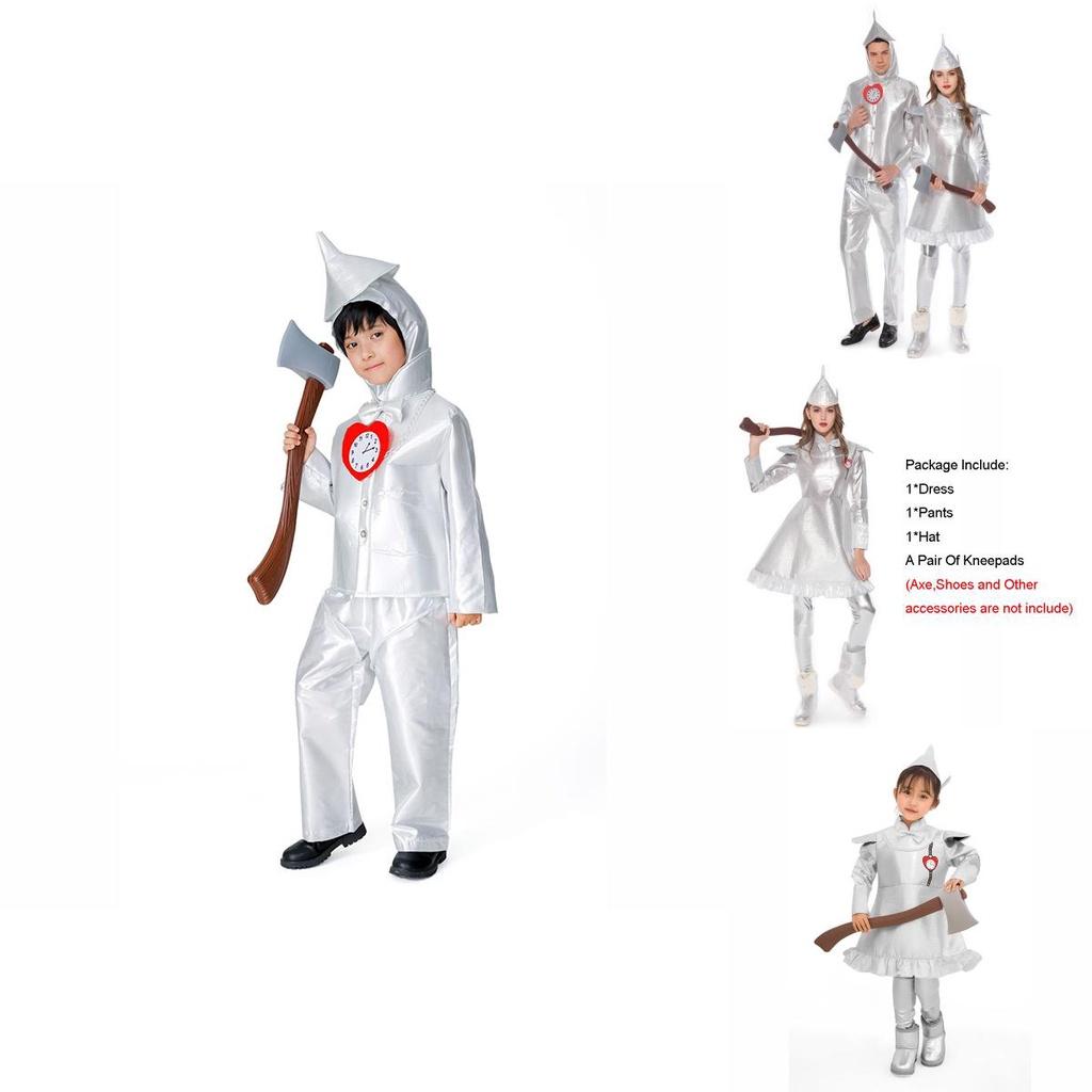 Чарівний Костюм Залізного Дроворуба з Чарівника Країни Оз Для Дорослих та Дітей у Сріблястому