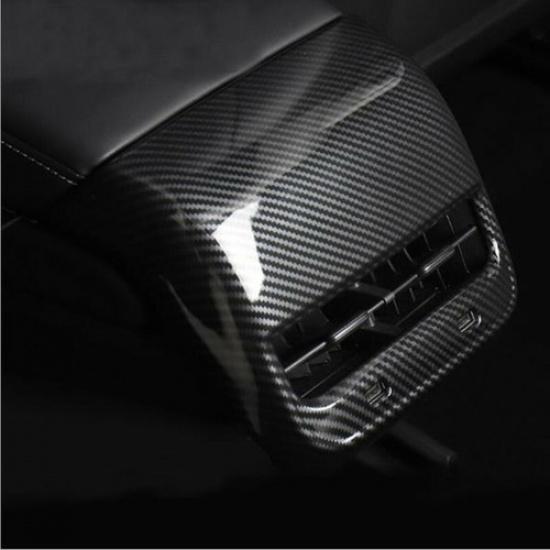 Carbon Fiber Rear Armrest Air Vent Outlet Cover Trim For Tesla Model 3 2018-2022