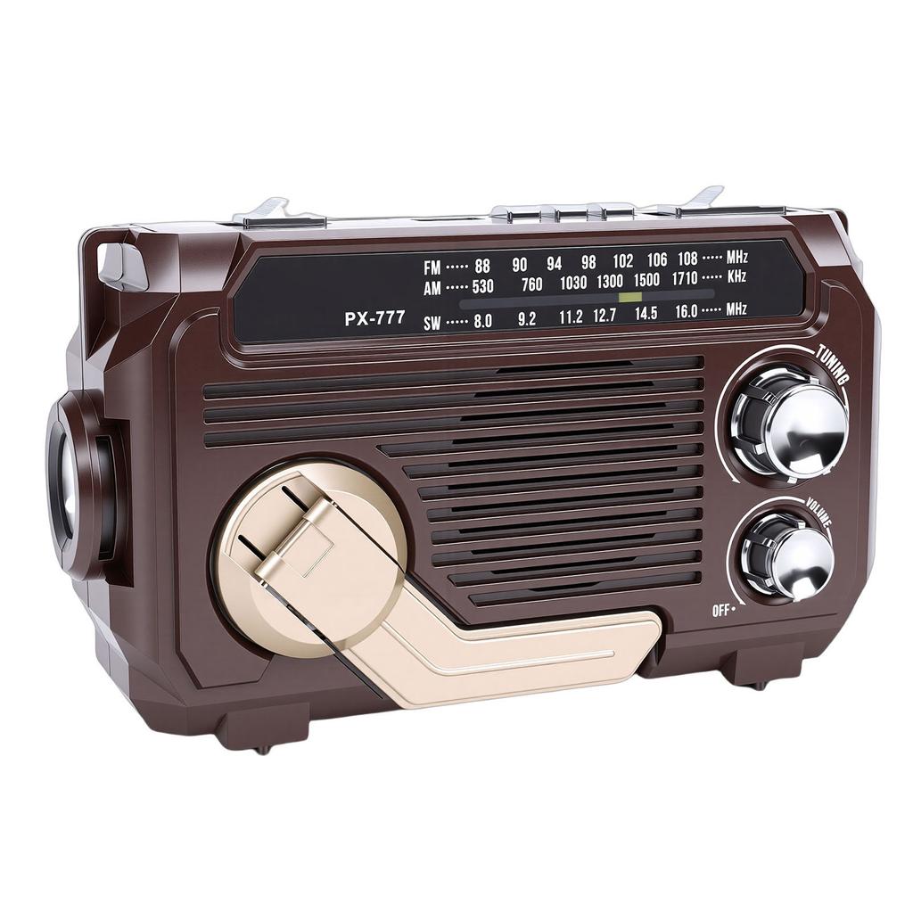 Solar Hand Crank Radio with Bluetooth Speaker Flashlight AM FM SW Water Proof Portable Emergency Radio for Indoor