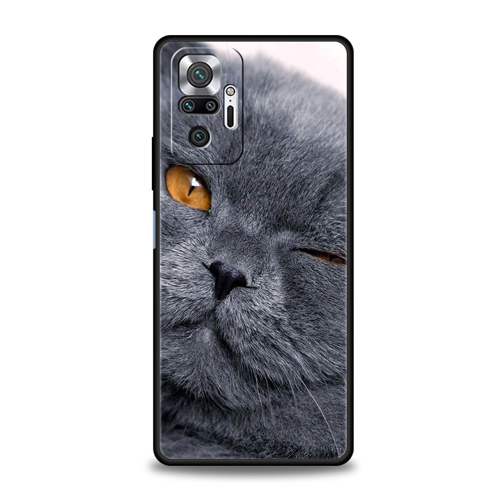 Britische Kurzhaarkatze Telefonhülle für Xiaomi Redmi Note 12 5G 10C 10 11 9 8 Pro Plus 9S 7 8T 9T 9A 8A 9C K50 K40 Gaming-Abdeckung