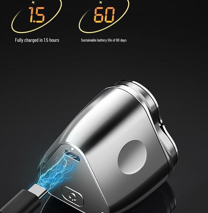 Men's Rechargeable Mini Three-Blade Electric Razor - Portable Magnetic Suction Beard Trimmer