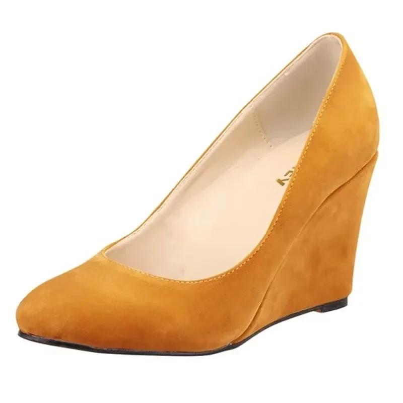 Damskor Kilklackar Vår Höst Klassiska Sexiga Spetsiga Tår Platå Höga Klackar Pumps Svart Kontorsdam Partyklänning Bröllopssko