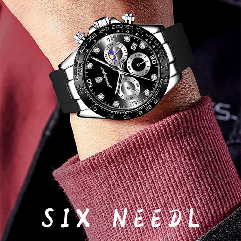 CIVO Orologio Cronografo Analogico Elegante da Polso Impermeabile Con Cinturino in Pelle Nero