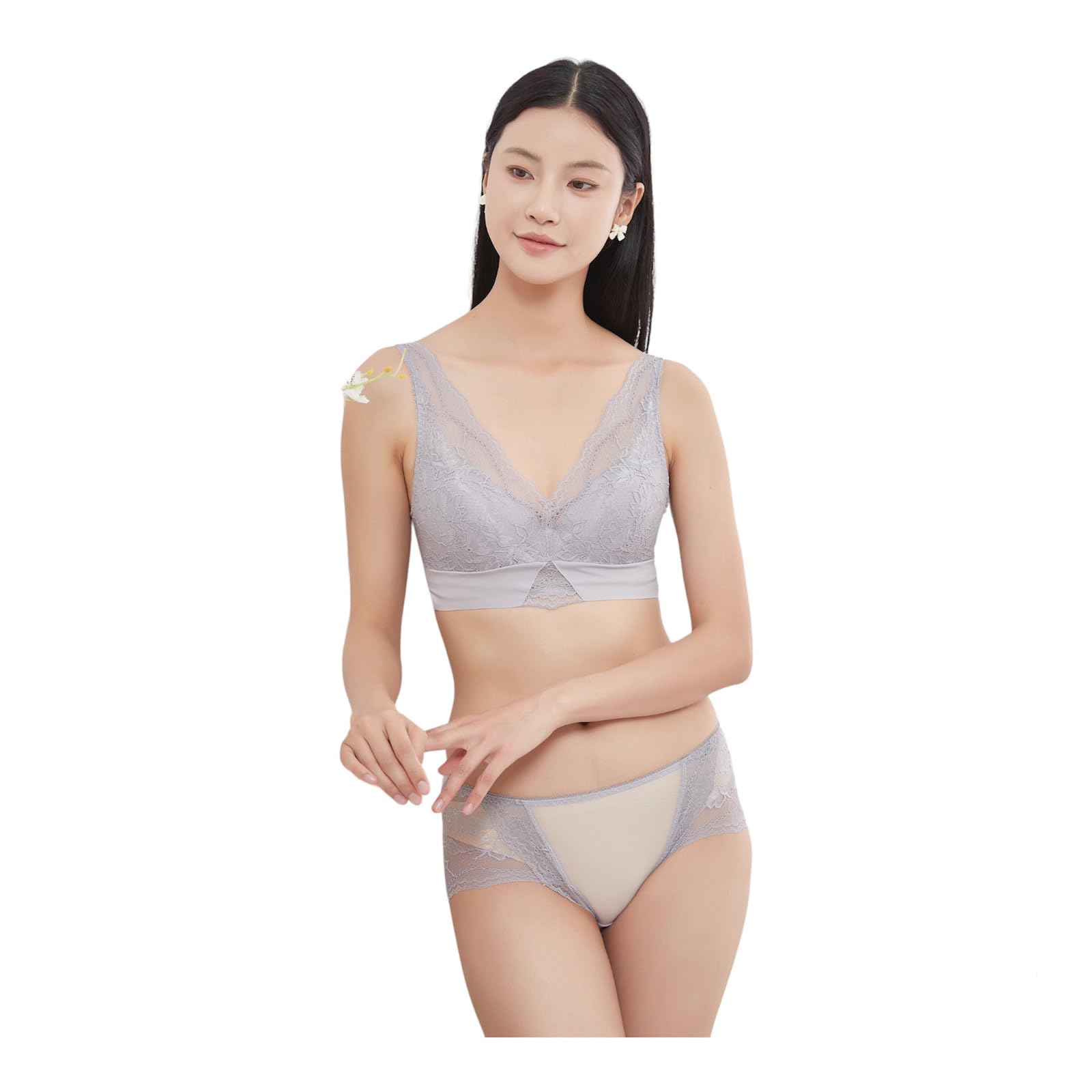 

24H Красивая Поддержка Груди Ночной Бюстгальтер Комплект Ночной Бюстгальтер и Шорты Корректирующее Нижнее Белье Корректирующее Белье Комплект Бюстгальтер Шорты XL [nijibra] & (Серый, XL) серый