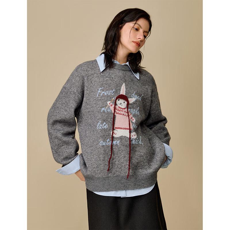 INMAN Gray Series Embroidered Pet Sweater