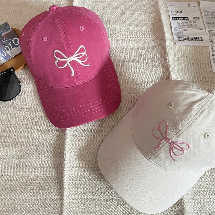 Sweet Bowknot Baseball Hat Adjusting Peaked Hat Lady Spring Sun Hat Outdoor Hat