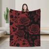 Halloween Gothic Blanket Midnight Crimson Rose Flannel Funny Soft Throw Blanket for Bedding Lounge All Season