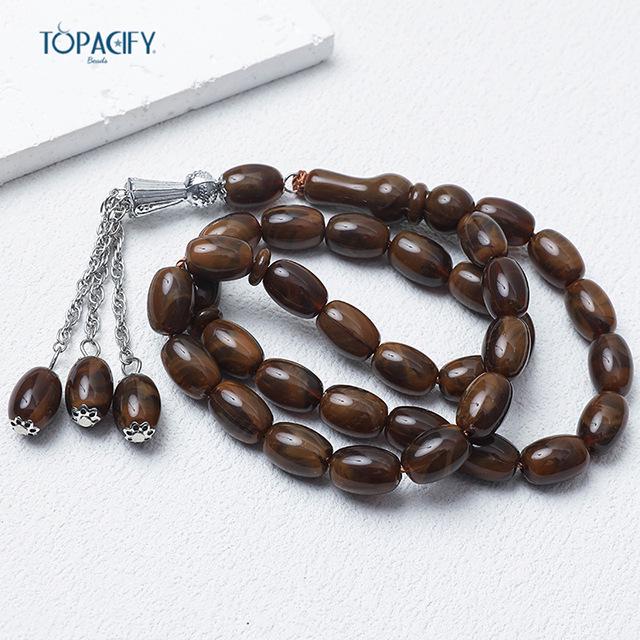 33-Bead Muslim Prayer Rosary Bracelet with Alloy Pendant