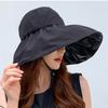 1pc Summer Empty Top Wide Brim Sun Hat for Women Anti UV Sunscreen Ponytail Bucket Hat Female Sun Protection Outdoor Beach Caps