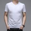 Men's Slim Fit V-Neck Short Sleeve T-Shirt - Solid Color, Trendy Innerwear, White
