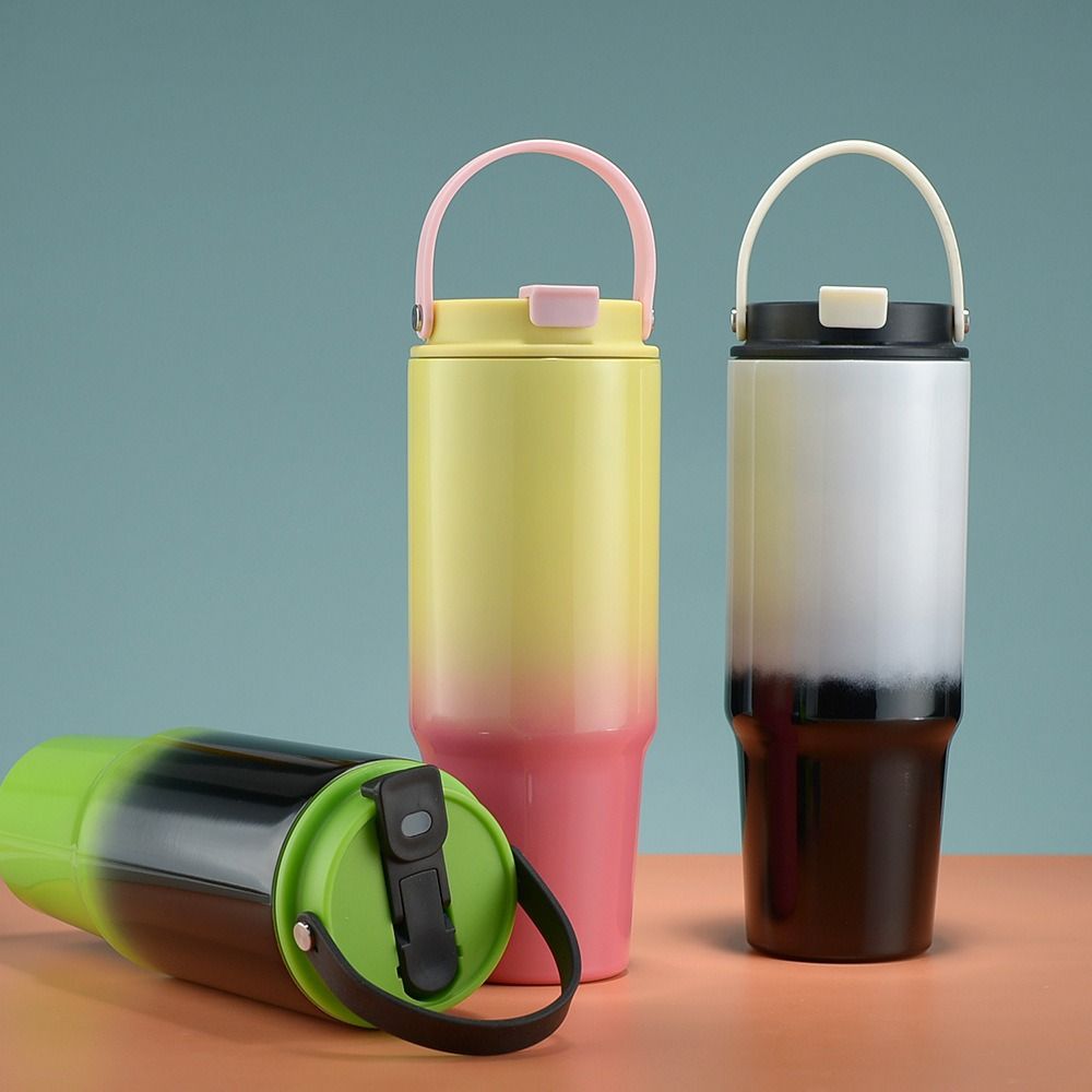 Cold Hot Mugs Stainless Steel Insulated Cup with Straw Car Cup Milk Gradient Thermos Cup Travel