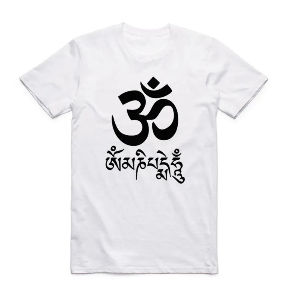 2026 Summer Print JN BUDDHISM OM MANI PADME HUM T Shirt Short Sleeves O Neck Tibetan Buddhism Thangka Six Words Ring T-shirt