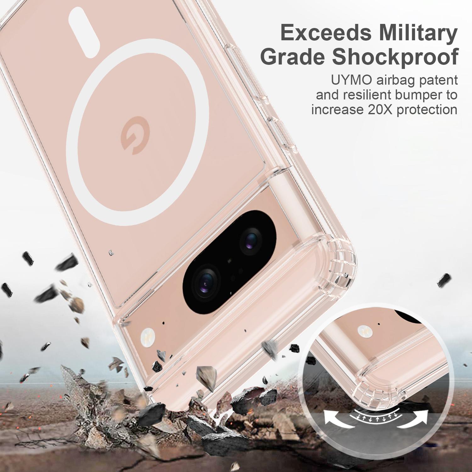 

For Google Pixel 8 Magnetic Case Transparent Phone Cover Compatible with MagSafe A