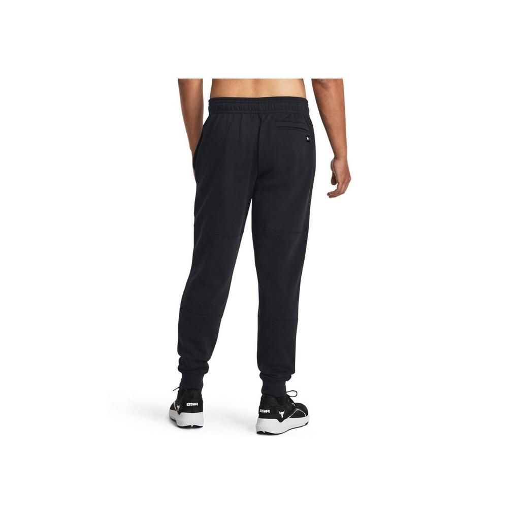 Under Armour Johnson Series Letter Logo Printed Fleece Jogging Training Knit Pants Men Pants Black 1380108-001