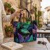 Colorful Fern Print Tote Bag Fashion Large Capacity Daily Shoulder Handbag for Women