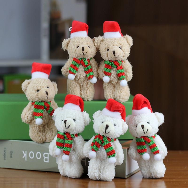 Adorable Christmas Bear Ornament Plush Toy Accessory With Scarf And Bag Charm