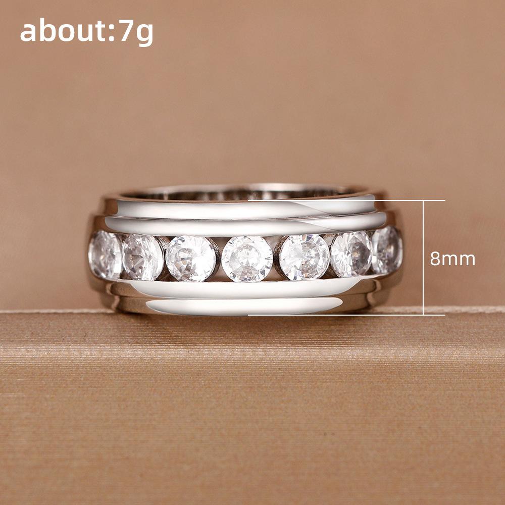 Men's wedding ring, light luxury niche INS hip-hop zircon index finger ring for men