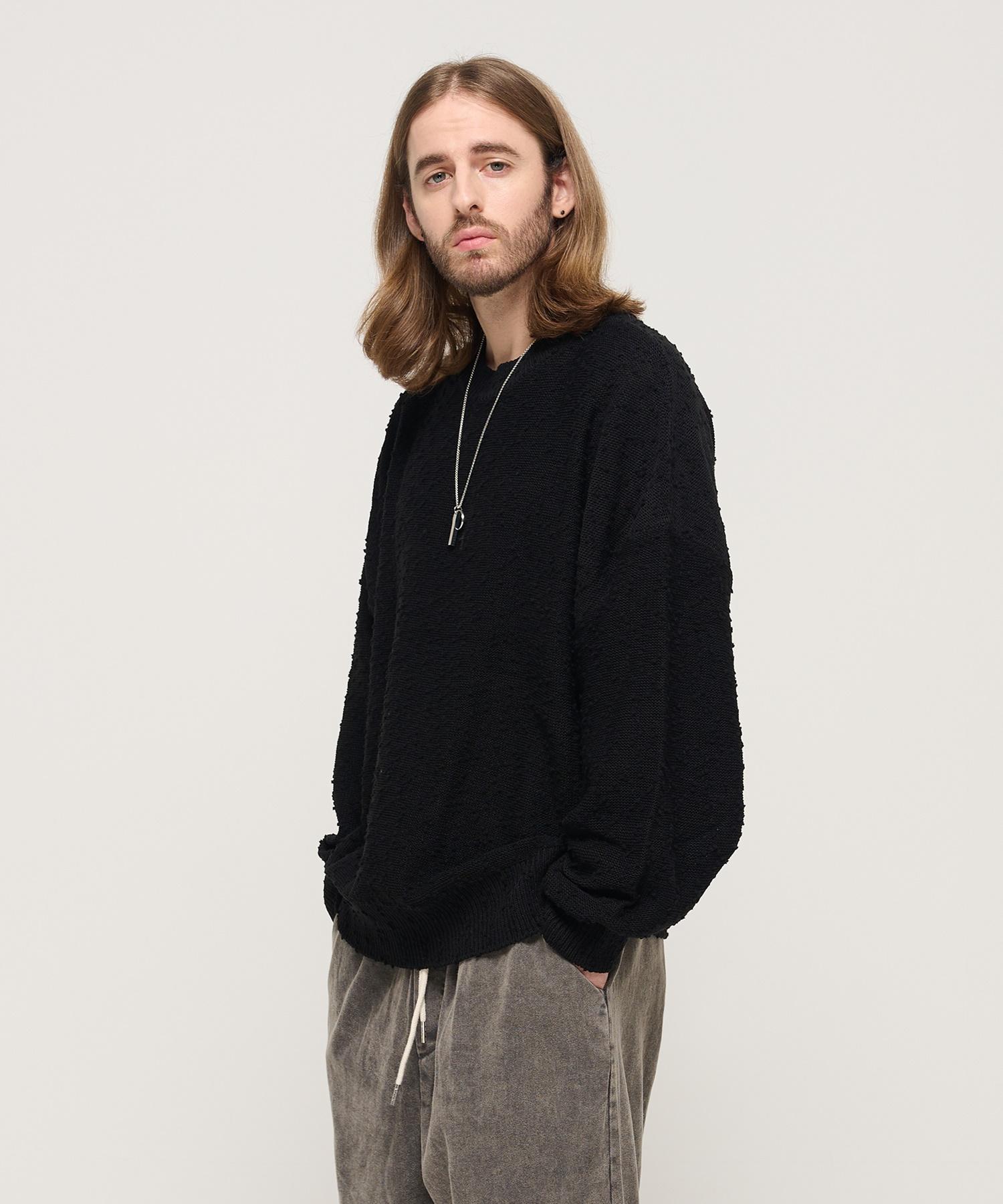 Cargo Bros Drop Block Knit Semi-Over Knit (Black) Free