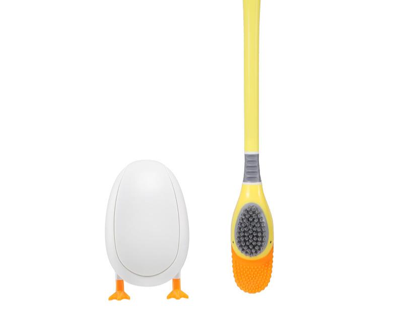 1Pc Silicone Toilet Brush Set With Holder 360° Deep Clean TPR Bristles Gravity Stand For Bathroom Easy Storage Space Saving