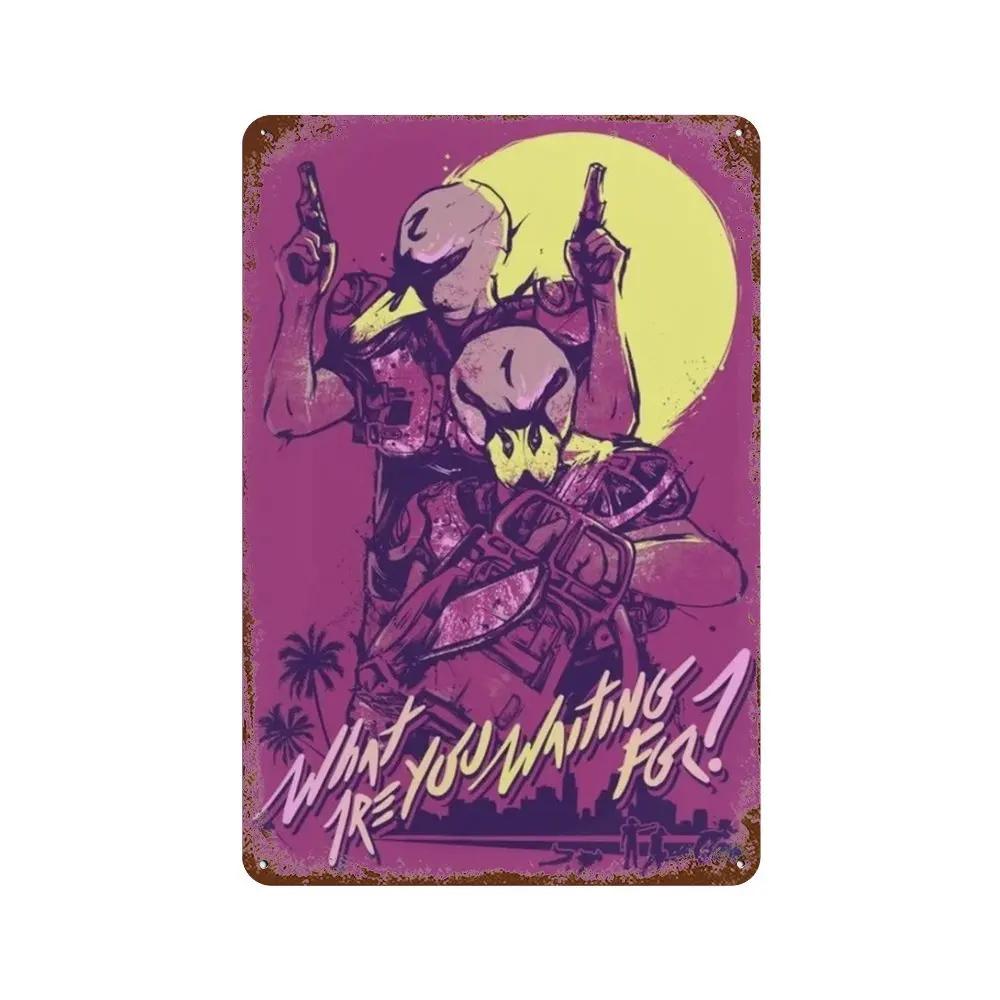 Poster Hotline Miami Hot Classic Adventure Game Posters e Placa de Metal Sinal de Lata Arte de Parede Placa Decoração Man Cave Decoração de Casa estúdio