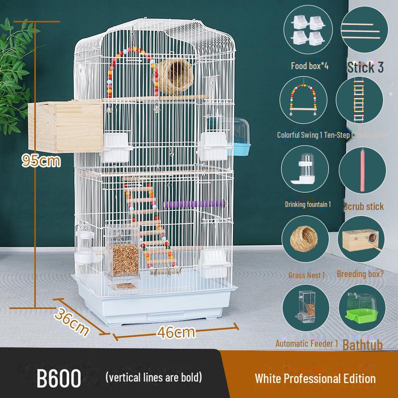 Grande Cage à Oiseaux pour Perroquets et Mynas - Design Phénix Noir