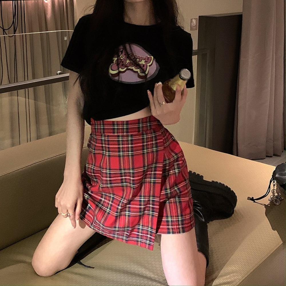 

Style Round Neck Pullover Slim Waistless Vest Pure Desire Wind Y2K Short T-Shirt Female Crop Tops