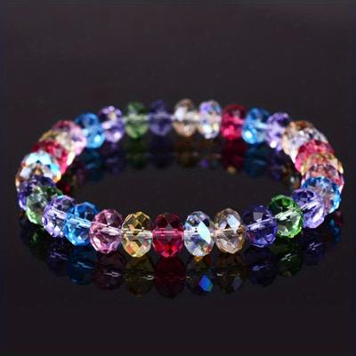 Handgefertigtes leuchtend buntes Kristallperlen-Armband für Damen Flechtseil-Kettenarmband Damen Party Hochzeits Schmuck Geschenk Verstellbar