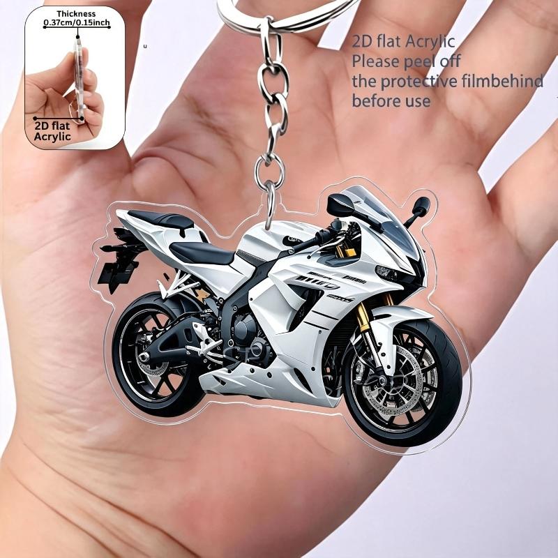 Breloc Acrilic Motocicletă Design Plat Realist 2D Pentru Entuziaști Decorațiune Geantă Chei