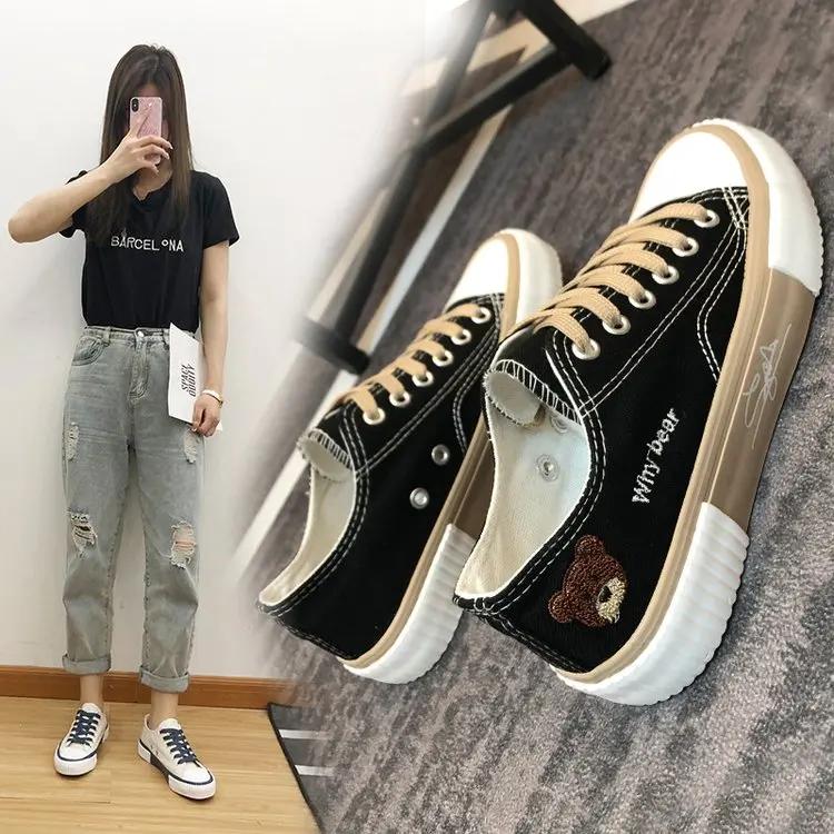 Fashion Shoes Woman 2024 Trend Cute Canvas Shoe Women Breathable Sneakers Sport Shoes for Woman Casual Vulcanized Shoe Flats High Top
