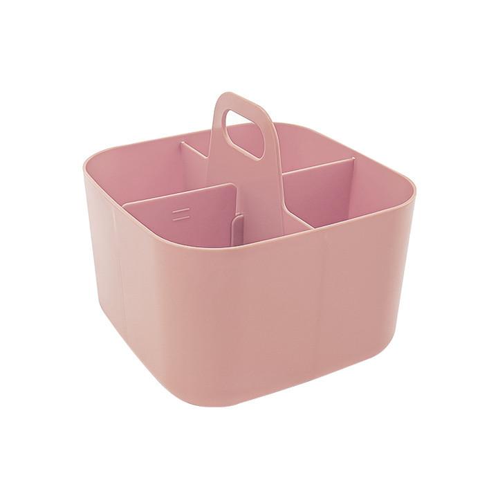 4/8Grids Portable Office Stationery Organizer Plastic with Handle Desk Detachable Pen Holder Divider Makeup Brush Storage Box
