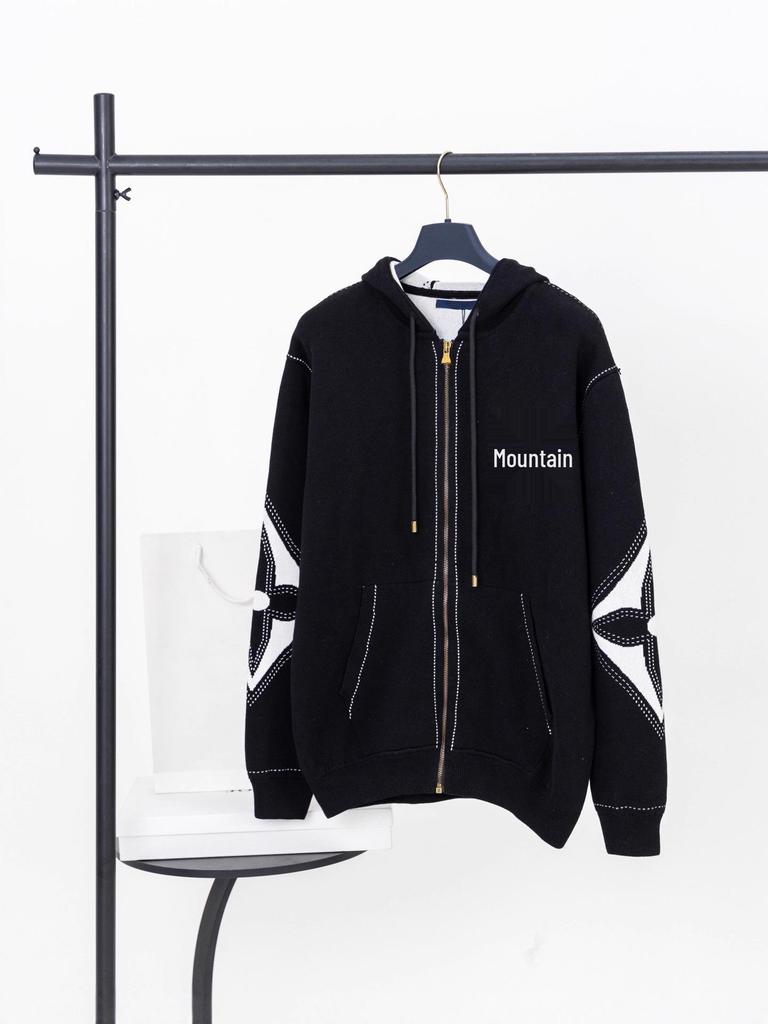 Cross25SS Unisex Autumn/Winter Embossed Knit Zipper Cardigan Hoodie