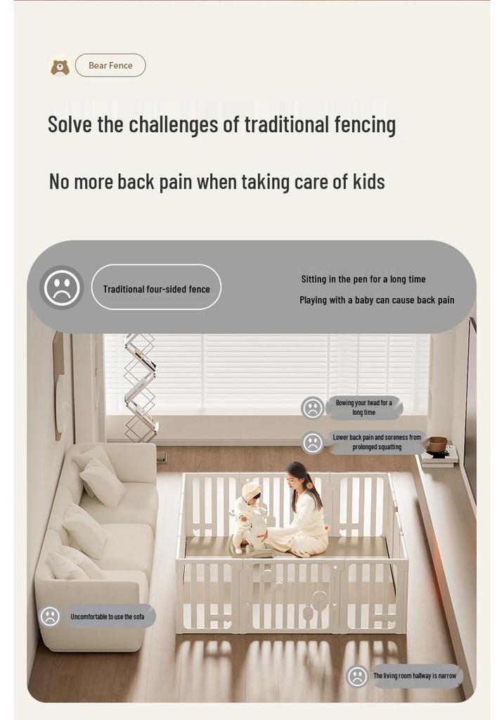 Three-Sided Baby Sofa Rail and Crawling Mat for Indoor Play
