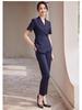 Navy Blue Summer 2024 Women's Short-Sleeve Casual Suit Set - Two-Piece for Teachers