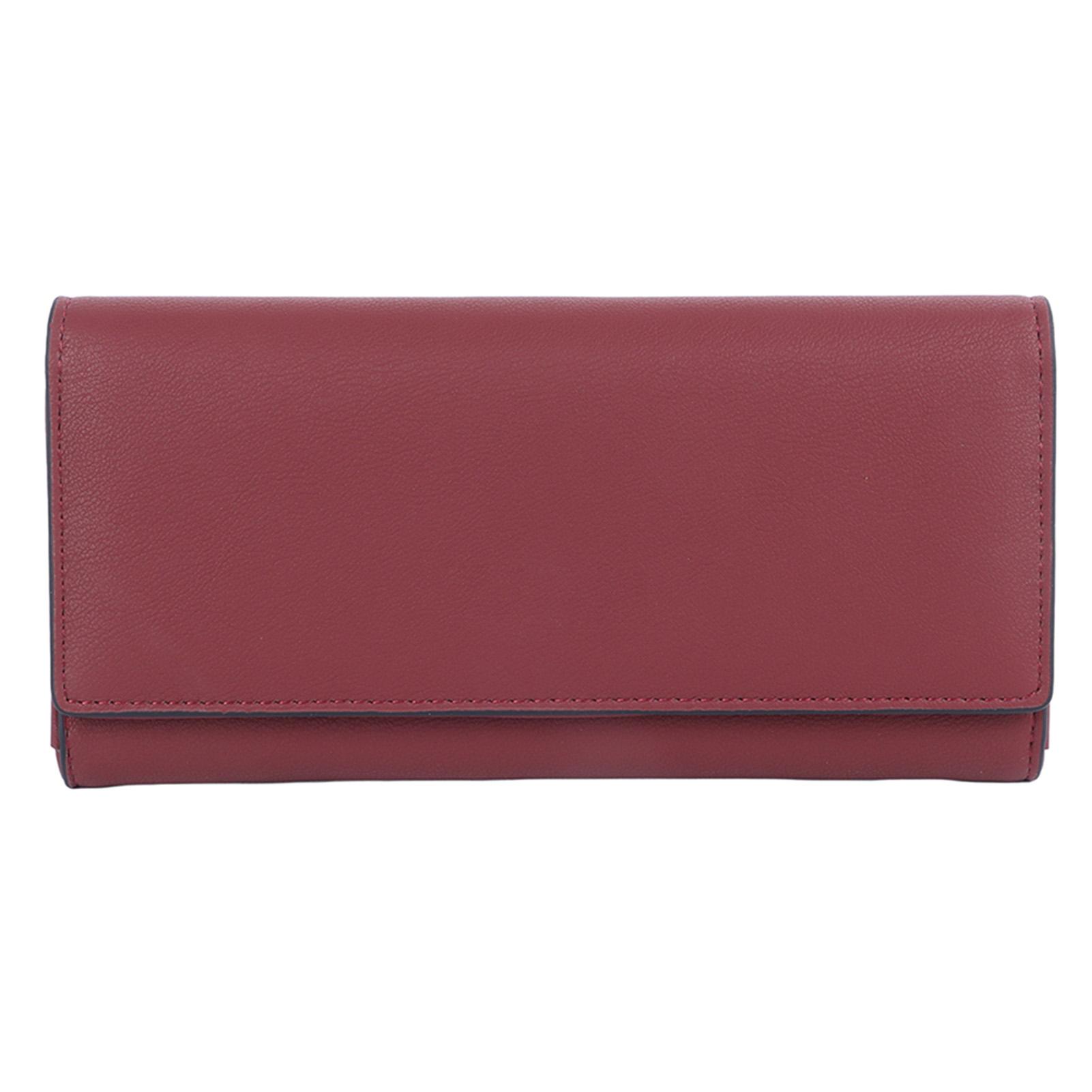 

Women Long Wallet Large Capacity PU Leather Fashionable Lady Purse for Bills Cards Coins Lotus Root вино красного